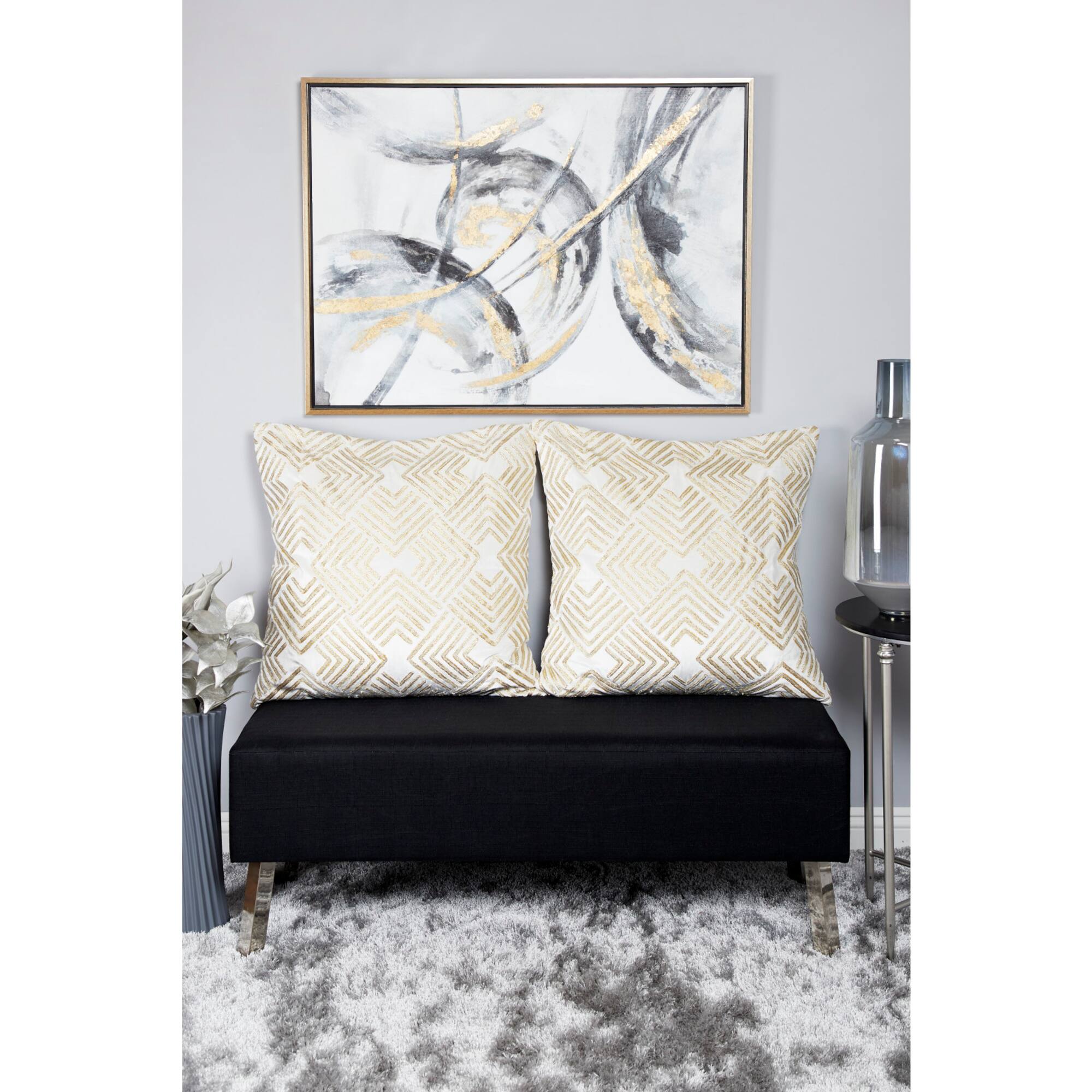 CosmoLiving by Cosmopolitan Gold Contemporary Abstract Canvas Wall Art